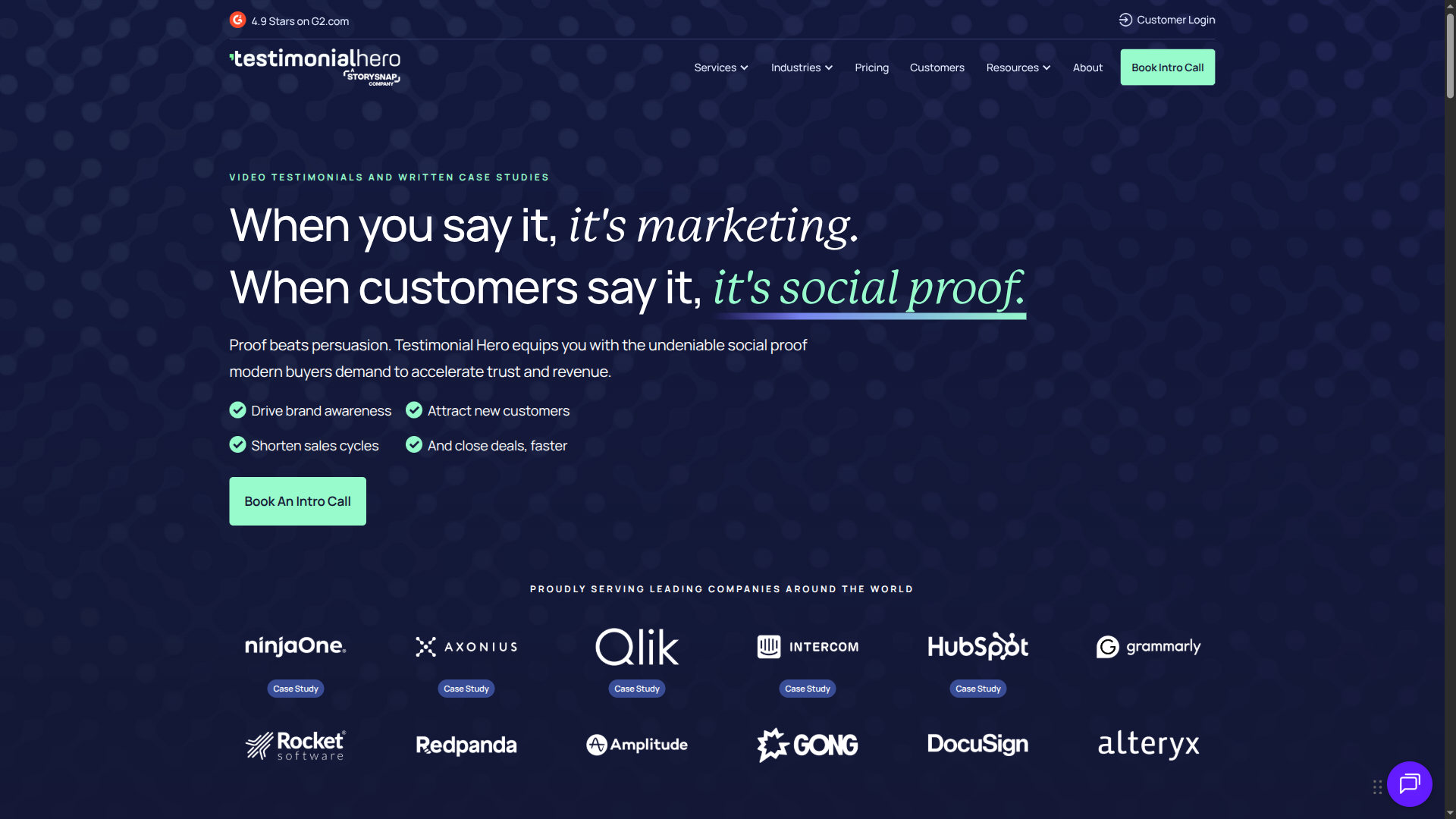Testimonial Hero done-for-you video testimonial service homepage
